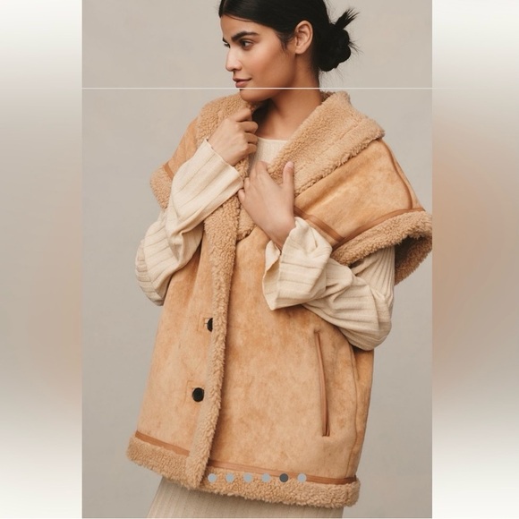 ANTHROPOLOGIE Alec Les Filles Relaxed Sherpa Vest - Picture 2 of 6